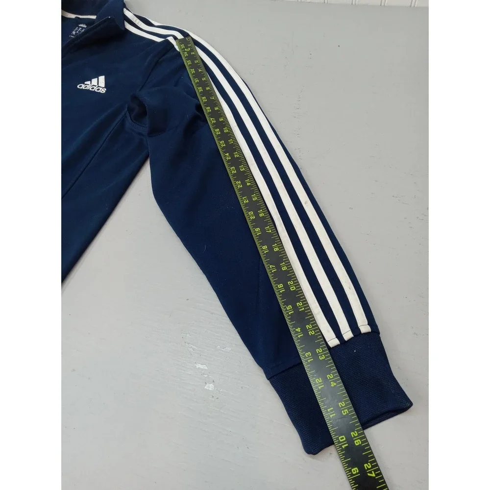 Adidas Mens Navy Blue Three Stripe Full Zip Track Jacket XL Embroidered Logo Y2K